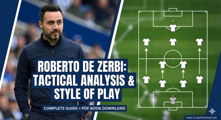 Roberto De Zerbi tactical analysis featured image showing his 4-2-3-1 build-up structure.