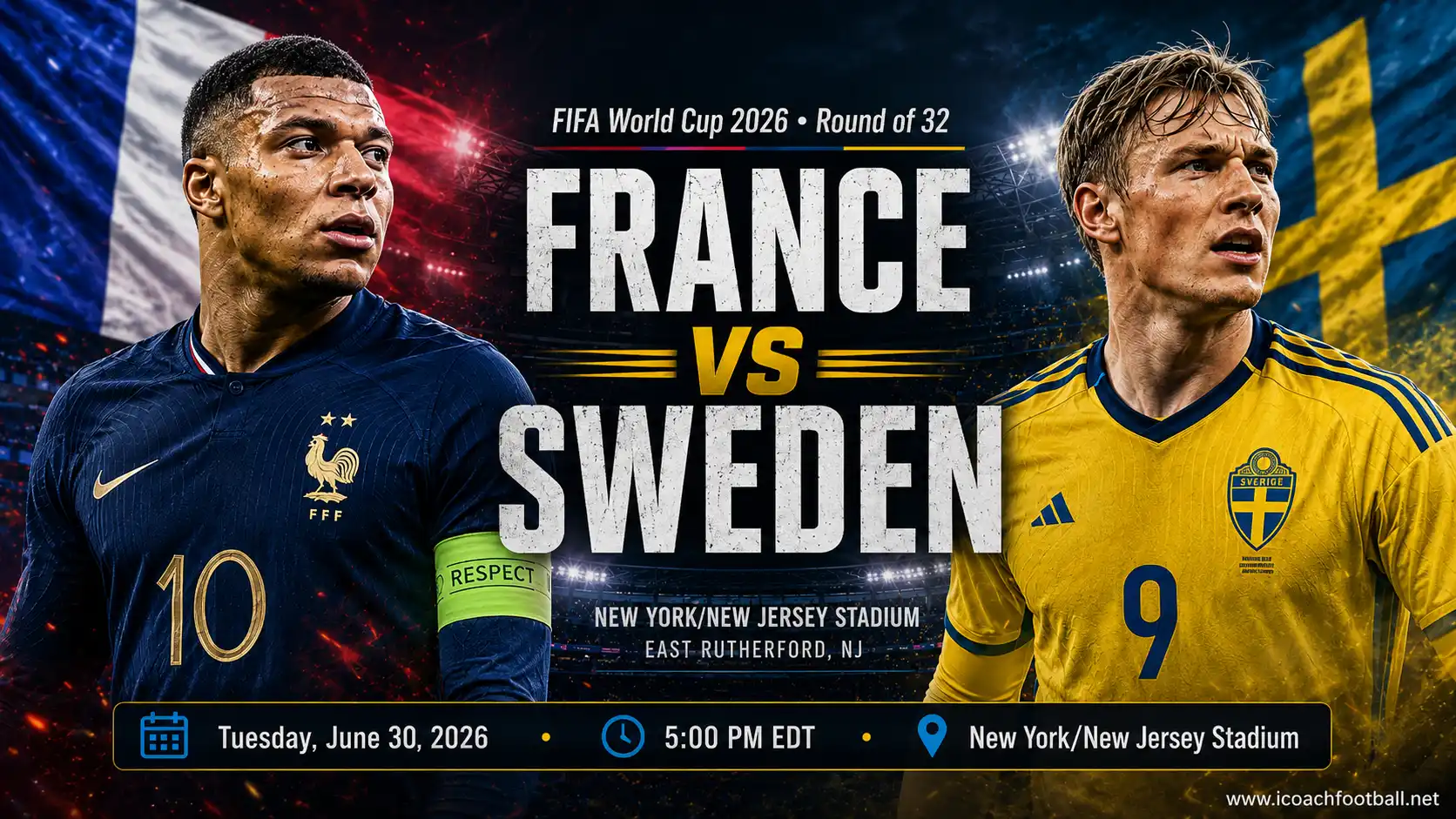 France vs Sweden Livestream guide for FIFA World Cup 2026 Round of 32 at New York/New Jersey Stadium