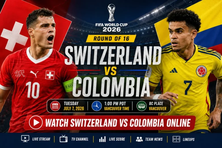 Switzerland vs Colombia World Cup 2026 Round of 16 live stream guide at BC Place Vancouver
