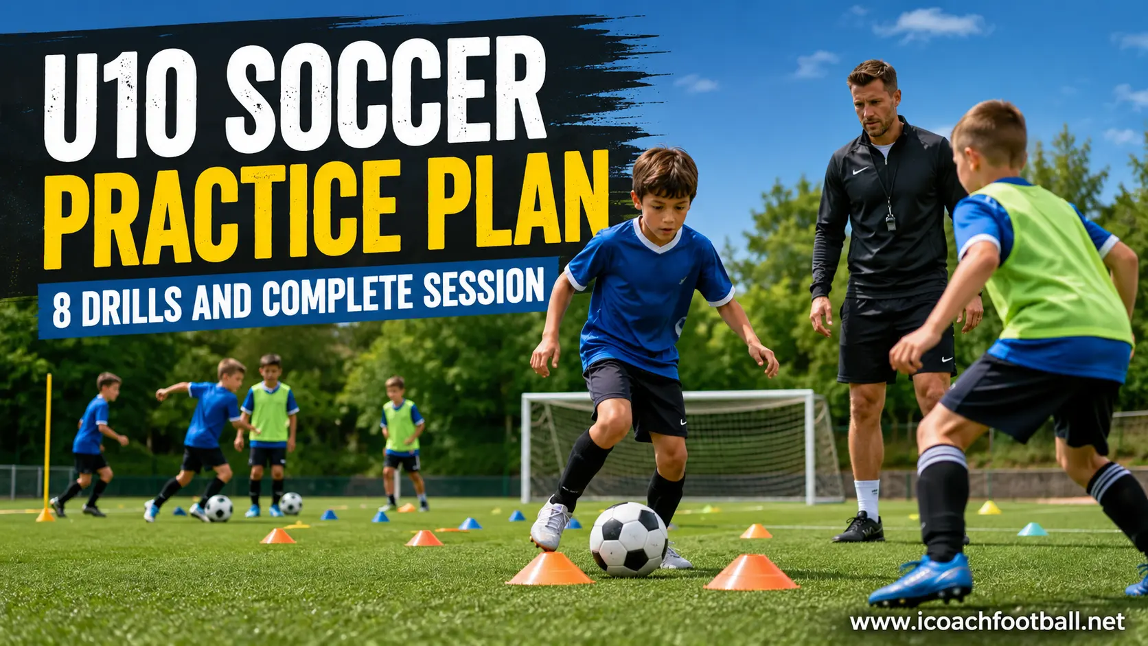 U10 Soccer Practice Plan: 8 Drills and a Complete Session 1 U10 soccer players completing a structured session with passing, rondos, overloads, possession and small-sided games.